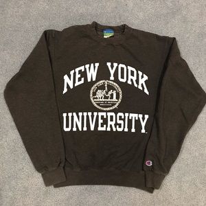 NYU Champion fleece sweatshirt. Grey. Small